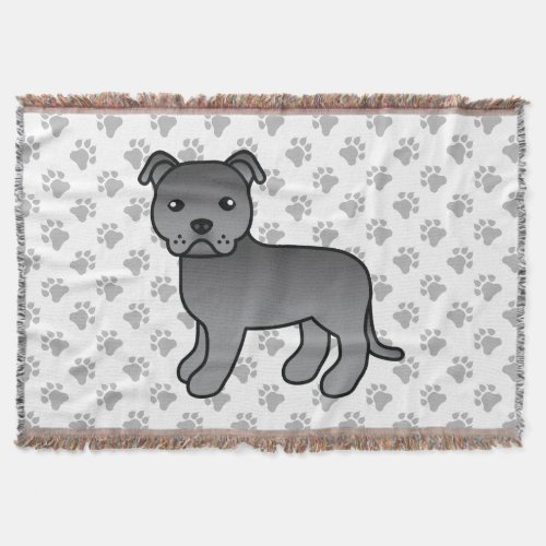 Blue English Staffordshire Bull Terrier Dog Throw Blanket