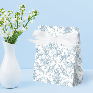 Blue Engraved Floral Toile Favor Boxes