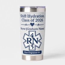 Blue Engraved RN Nurse Graduation Tumbler | Class