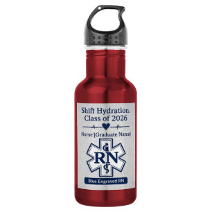 Blue Engraved RN Nurse Graduation Tumbler Class Stainless Steel Water Bottle