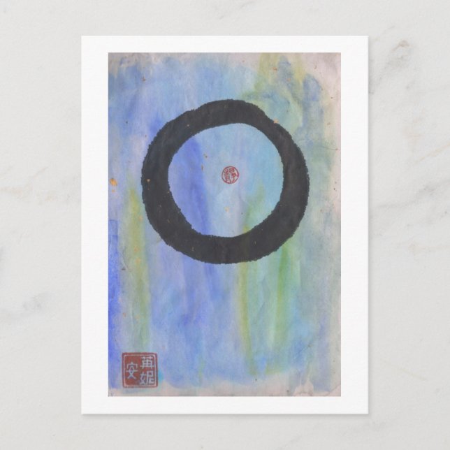 Blue Enso (Zen Circle) of Tranquility Postcard (Front)