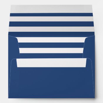 Blue Envelope With A Blue And White Striped Liner by Mintleafstudio at Zazzle