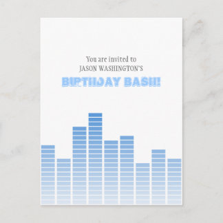 Blue Equalizer Invitation Postcard