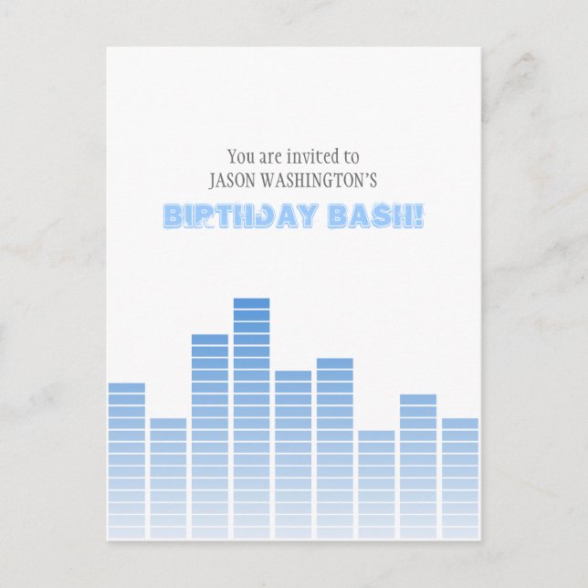 Blue Equalizer Invitation Postcard (Front)