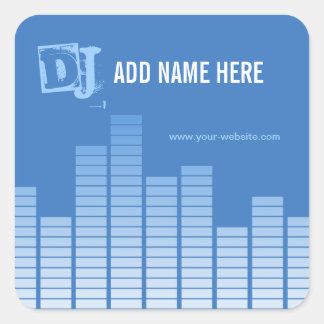 Blue Equalizer Square Sticker