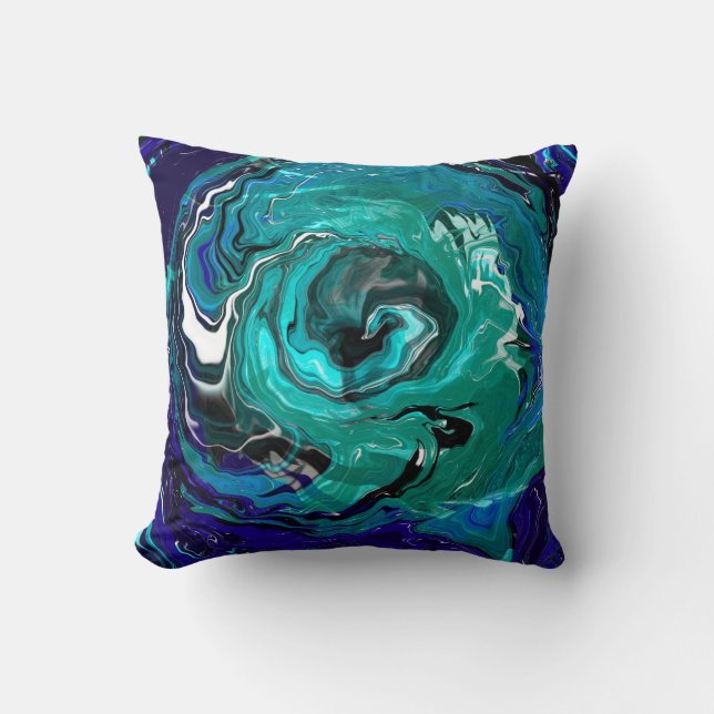 Blue Eternity | Abstract Art Throw Pillow (Front)