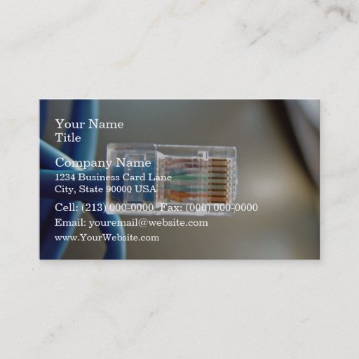 Customizable Blue Ethernet CAT5 Cable Business Card Template