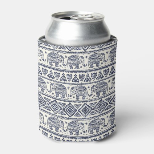 Blue Ethnic Elephant Pattern Can Cooler