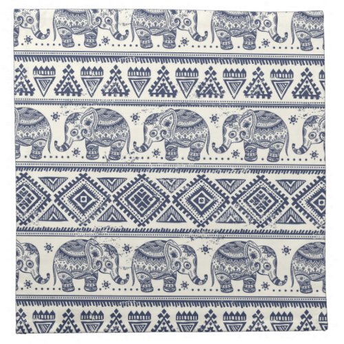 Blue Ethnic Elephant Pattern Cloth Napkin