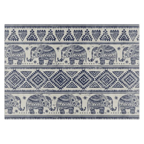 Blue Ethnic Elephant Pattern Cutting Board