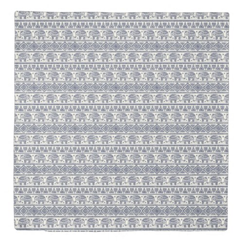 Blue Ethnic Elephant Pattern Duvet Cover