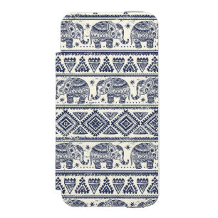 Blue Ethnic Elephant Pattern iPhone SE/5/5s Wallet Case
