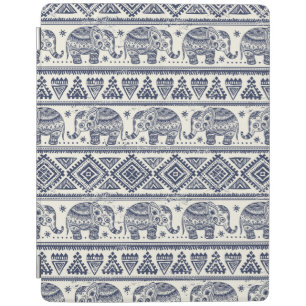 Blue Ethnic Elephant Pattern iPad Smart Cover
