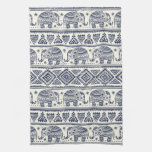 Blue Ethnic Elephant Pattern Kitchen Towel at Zazzle