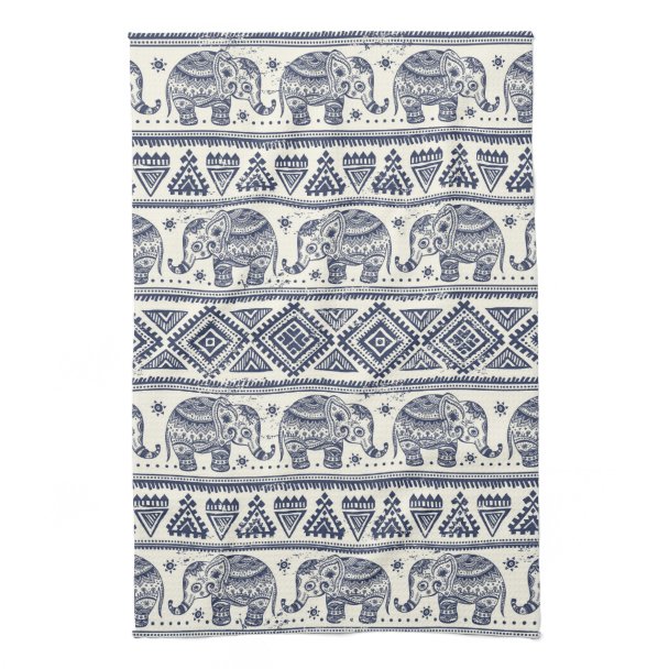Blue Ethnic Elephant Pattern Fabric | Zazzle