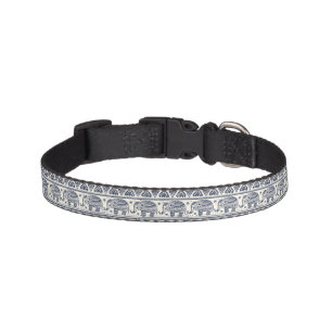 Blue Ethnic Elephant Pattern Pet Collar