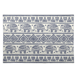 Blue Ethnic Elephant Pattern Placemat