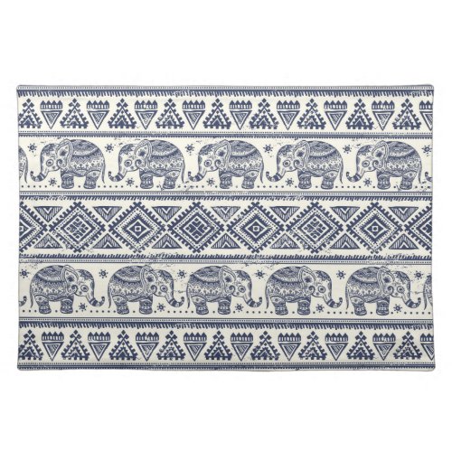 Blue Ethnic Elephant Pattern Placemat