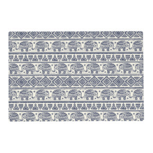 Blue Ethnic Elephant Pattern Placemat