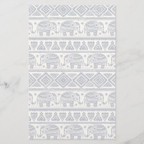 Blue Ethnic Elephant Pattern Stationery