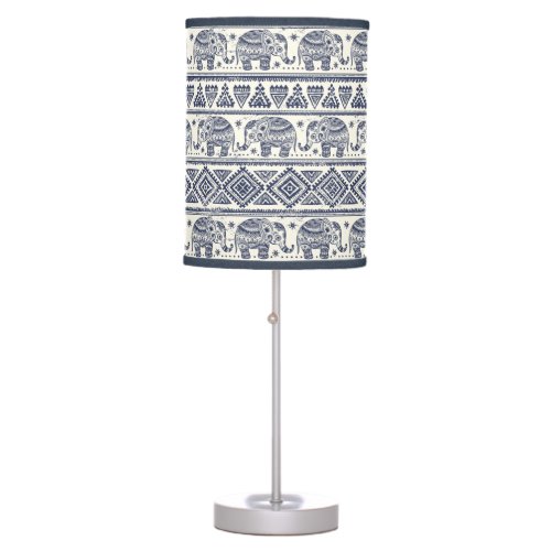 Blue Ethnic Elephant Pattern Table Lamp