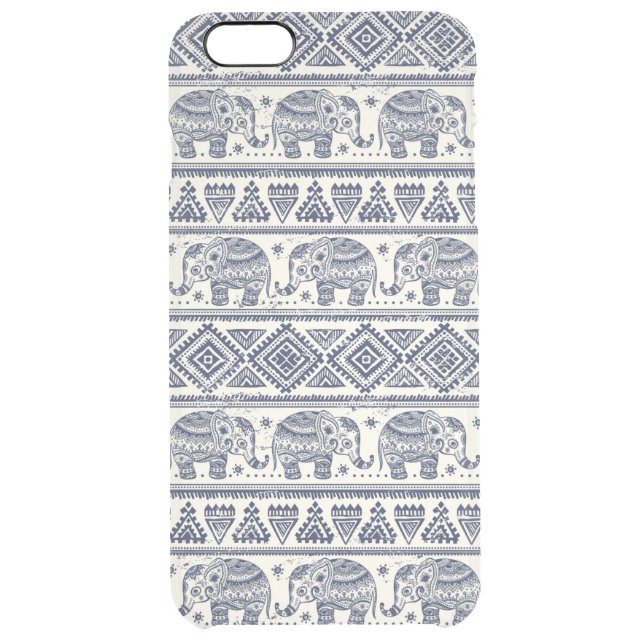 Blue Ethnic Elephant Pattern Uncommon iPhone Case (Back)