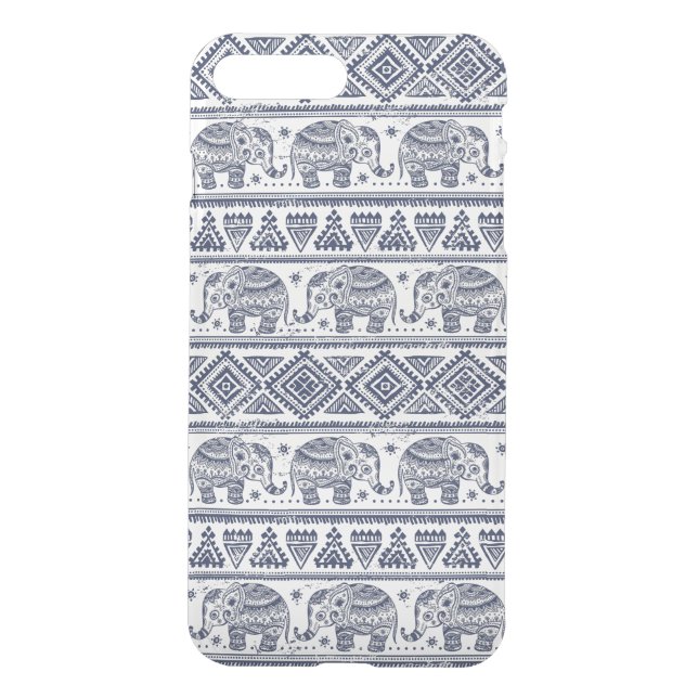 Blue Ethnic Elephant Pattern Uncommon iPhone Case (Back)