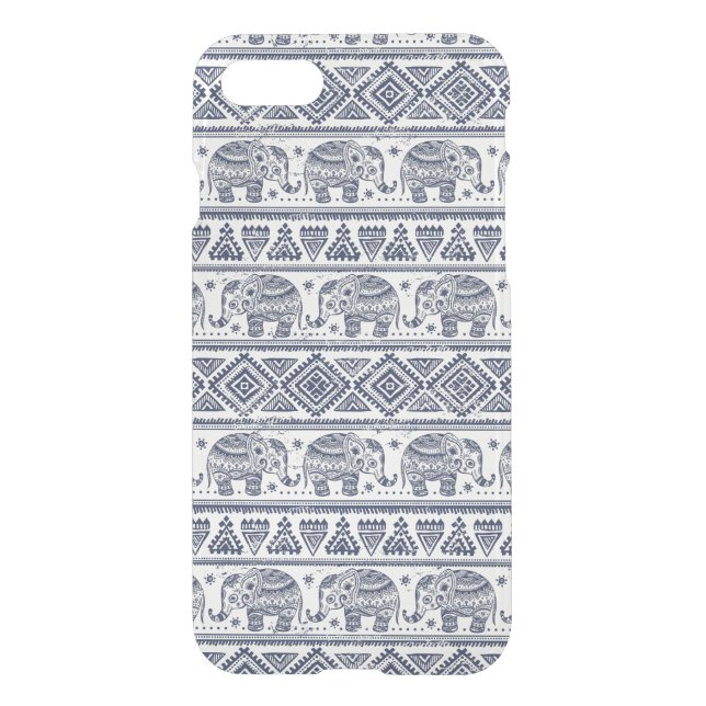 Blue Ethnic Elephant Pattern Uncommon iPhone Case (Back)
