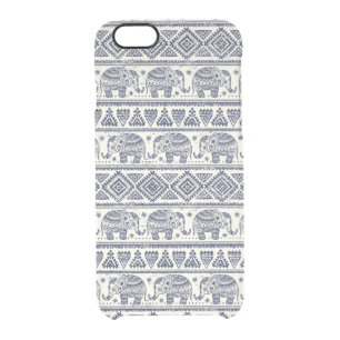 Blue Ethnic Elephant Pattern Clear iPhone 6/6S Case