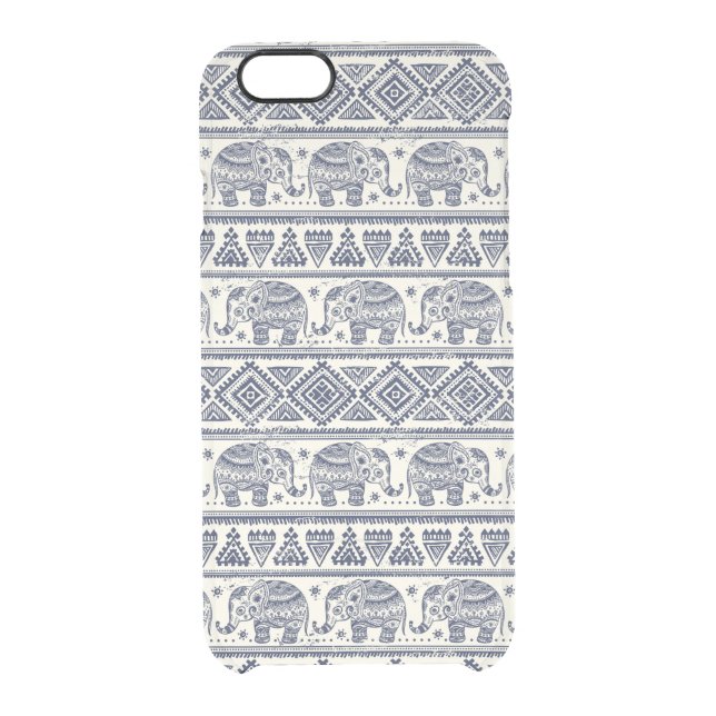 Blue Ethnic Elephant Pattern Uncommon iPhone Case (Back)