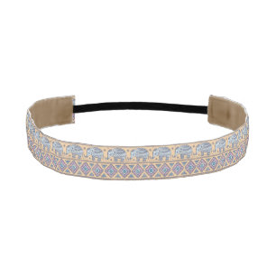 Blue Ethnic Elephant Tribal Pattern Athletic Headband