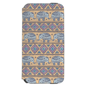 Blue Ethnic Elephant Tribal Pattern iPhone 6/6s Wallet Case