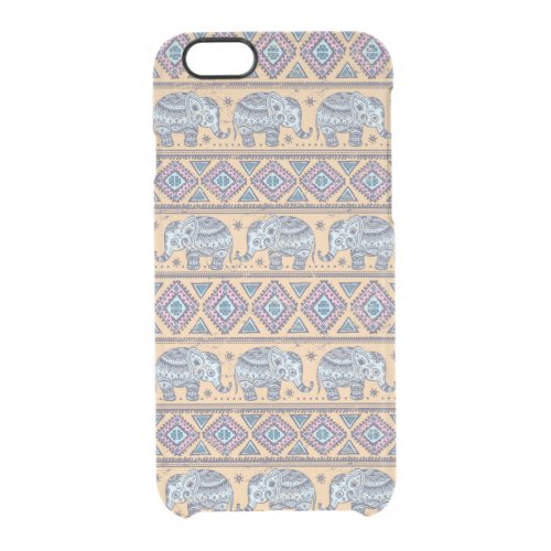 Blue Ethnic Elephant Tribal Pattern Clear iPhone 66S Case