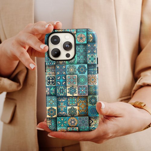 Blue Ethnic Flower Mandala  iPhone 14 Case_Mate Case_Mate iPhone 14 Case