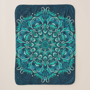 Blue ethnic mandala. Raster copy Sherpa Blanket