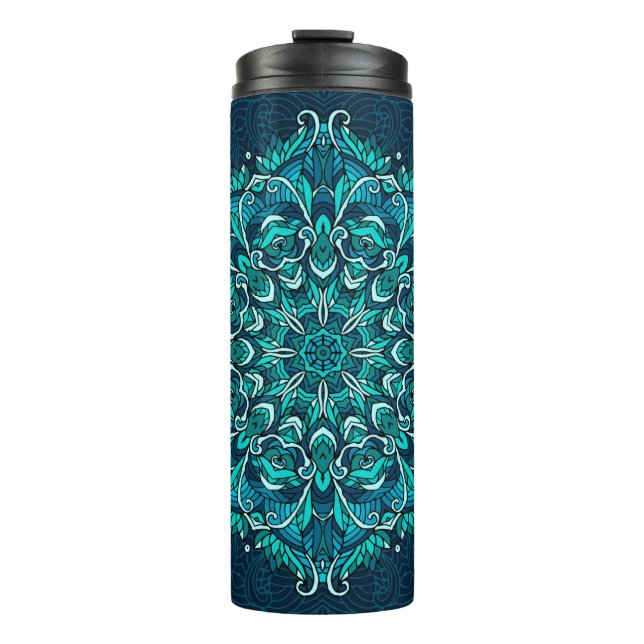 Blue ethnic mandala. Raster copy Thermal Tumbler (Front)