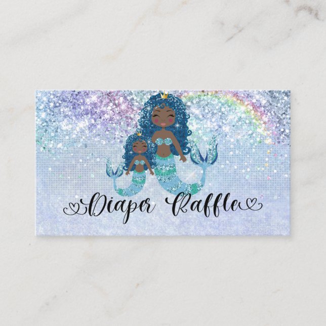 Blue Ethnic Mermaids Under the Sea Diaper Raffle  Enclosure Card (Front)