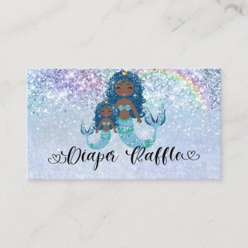 Blue Ethnic Mermaids Under the Sea Diaper Raffle  Enclosure Card