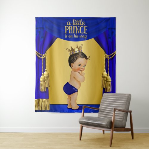 Blue Ethnic Prince Baby Shower Backdrop