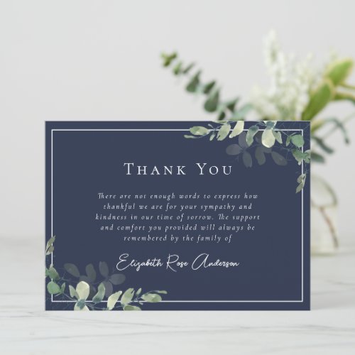 Blue Eucalyptus Bereavement Funeral Thank You Card