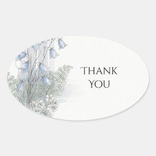 Blue Eucalyptus Botanical Wedding Thank You Sticke Oval Sticker