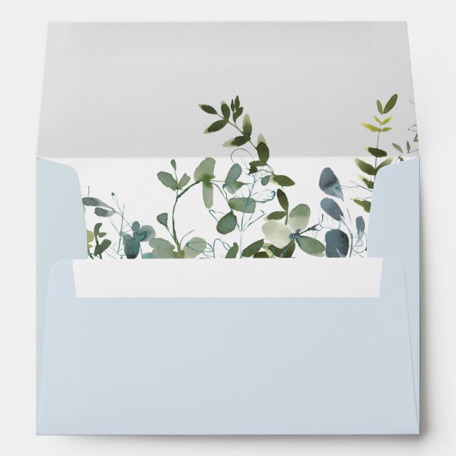 Blue Eucalyptus Boy Baby Shower Envelope (Back (Bottom))