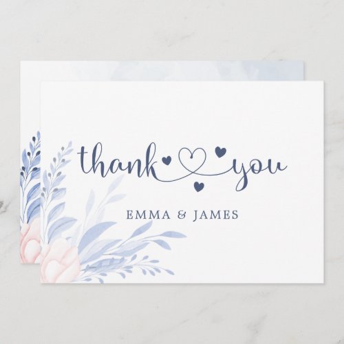 Blue Eucalyptus Greenery Succulent Wedding Thank You Card