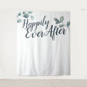 Blue Eucalyptus Happily Ever Wedding Backdrop
