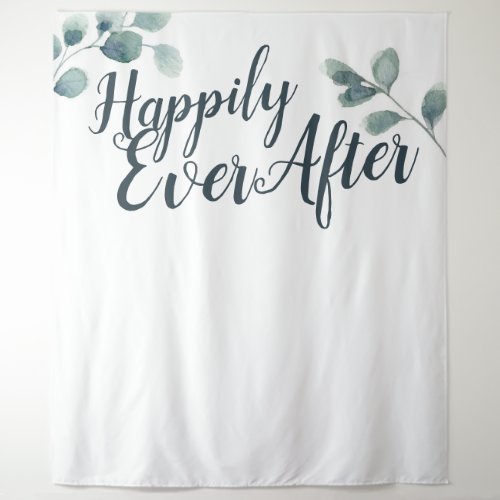 Blue Eucalyptus Happily Ever Wedding Backdrop