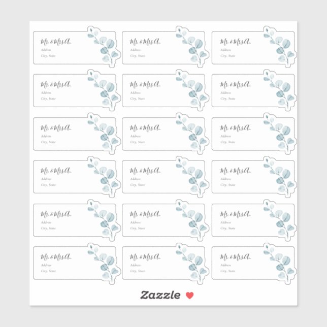 Blue Eucalyptus Sprig Guest Address Labels (Sheet)