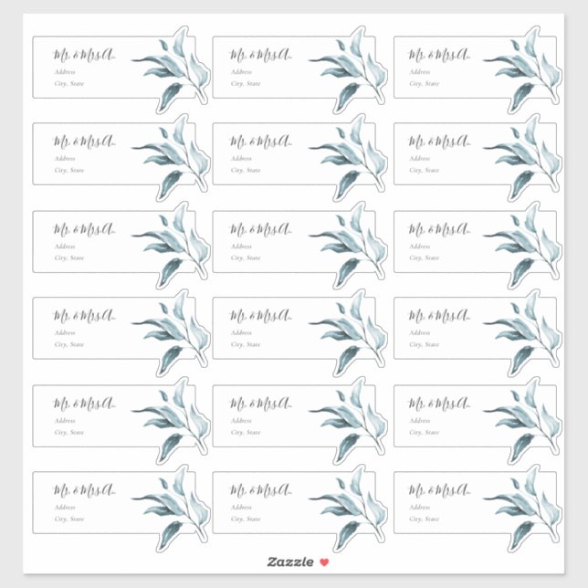 Blue Eucalyptus Sprig Guest Address Labels (Sheet)