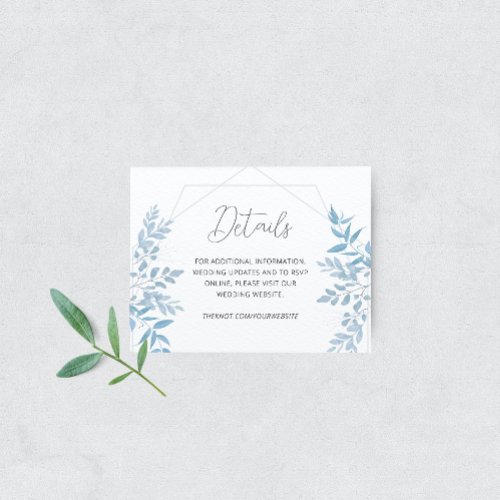 Blue Eucalyptus Wedding Details Enclosure Card