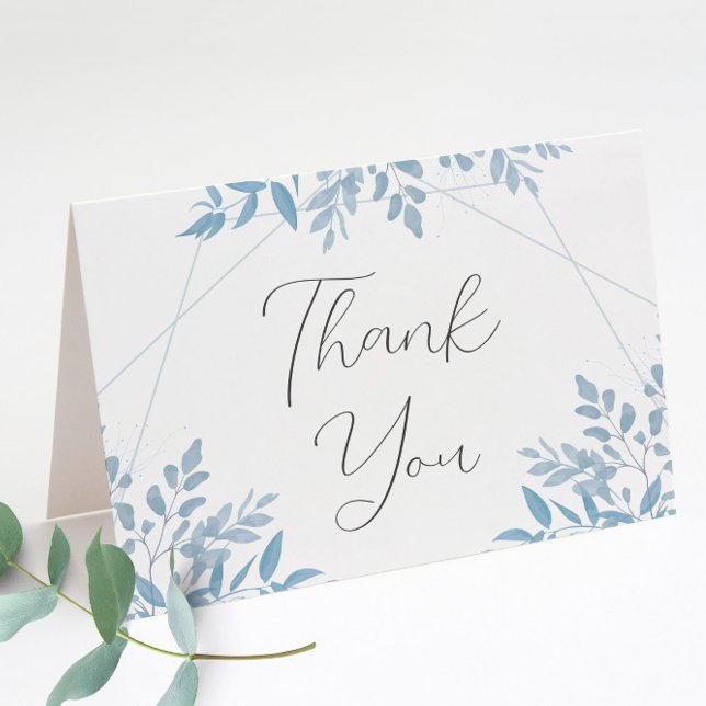 Blue Eucalyptus Wedding Folded Thank You Cards (Creator Uploaded)