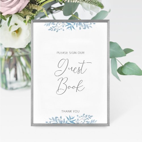 Blue Eucalyptus Wedding Guest Book Sign